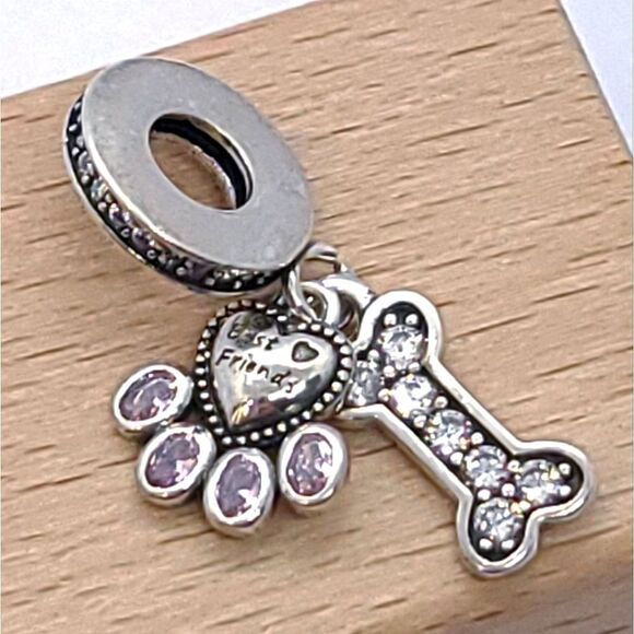 Dog Mom 🐾 Pet Lover Charm Bracelet Charms Rhinestone Bone Paw Print Dangle New - Picture 6 of 6